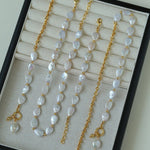 Mini Gold Bead and Teardrop Baroque Pearl Necklace - floysun