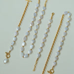 Mini Gold Bead and Teardrop Baroque Pearl Necklace - floysun