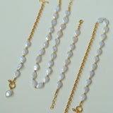 Mini Gold Bead and Teardrop Baroque Pearl Necklace - floysun