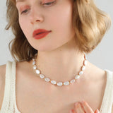 Mini Gold Bead and Teardrop Baroque Pearl Necklace - floysun