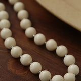 Mini Silver Bead White Fossil Beaded Necklace - floysun
