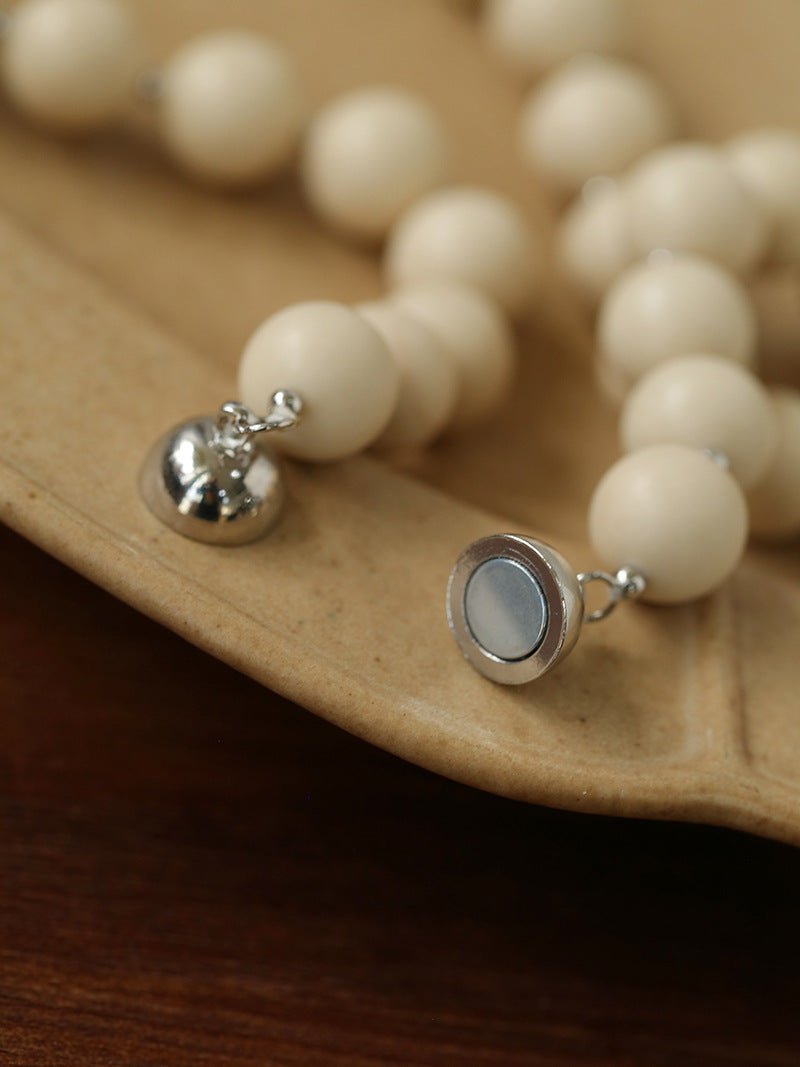 Mini Silver Bead White Fossil Beaded Necklace - floysun