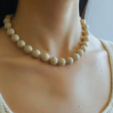 Mini Silver Bead White Fossil Beaded Necklace - floysun