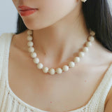 Mini Silver Bead White Fossil Beaded Necklace - floysun