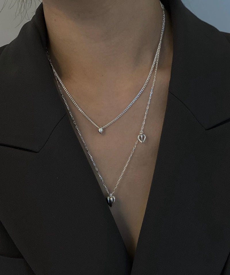 Minimalist 3D Heart Pendant Necklace - Sterling Silver - floysun