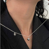 Minimalist 3D Heart Pendant Necklace - Sterling Silver - floysun