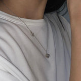 Minimalist 3D Heart Pendant Necklace - Sterling Silver - floysun