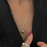 Minimalist 3D Heart Pendant Necklace - Sterling Silver - floysun
