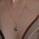 Minimalist 3D Heart Pendant Necklace - Sterling Silver - floysun