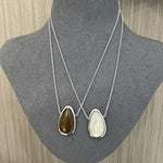 Minimalist 925 Silver Teardrop Pendant Necklace - White Mother of Pearls - floysun