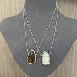 Minimalist 925 Silver Teardrop Pendant Necklace - White Mother of Pearls - floysun