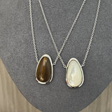 Minimalist 925 Silver Teardrop Pendant Necklace - White Mother of Pearls - floysun