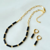 Minimalist Black Agate Chain Necklace - floysun