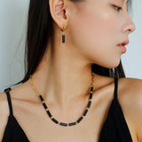 Minimalist Black Agate Chain Necklace - floysun