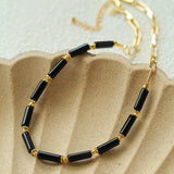 Minimalist Black Agate Chain Necklace - floysun