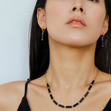 Minimalist Black Agate Chain Necklace - floysun