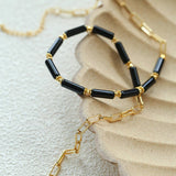 Minimalist Black Agate Chain Necklace - floysun