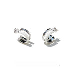 Minimalist Chocolate Double - Band Enamel Huggie Earrings – Brown & White - floysun