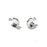 Minimalist Chocolate Double - Band Enamel Huggie Earrings – Brown & White - floysun