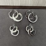 Minimalist Chocolate Double - Band Enamel Huggie Earrings – Brown & White - floysun