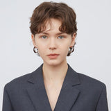 Minimalist Chocolate Double - Band Enamel Huggie Earrings – Brown & White - floysun