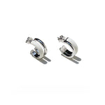 Minimalist Chocolate Double - Band Enamel Huggie Earrings – Brown & White - floysun