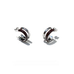 Minimalist Chocolate Double - Band Enamel Huggie Earrings – Brown & White - floysun
