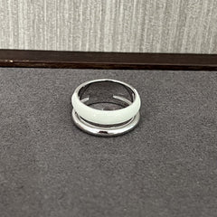 Minimalist Chocolate Enamel Double - Band Ring – Brown & White - floysun