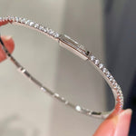 Minimalist Diamond Bangle with Rebound Elastic Design - floysun