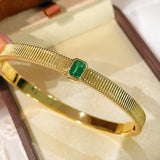 Minimalist Emerald T - Bar Bangle – Luxury Clawless Setting - floysun