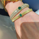 Minimalist Emerald T - Bar Bangle – Luxury Clawless Setting - floysun