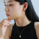 Minimalist Freshwater Pearl Drop Hoop Earrings - floysun