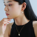 Minimalist Freshwater Pearl Drop Hoop Earrings - floysun