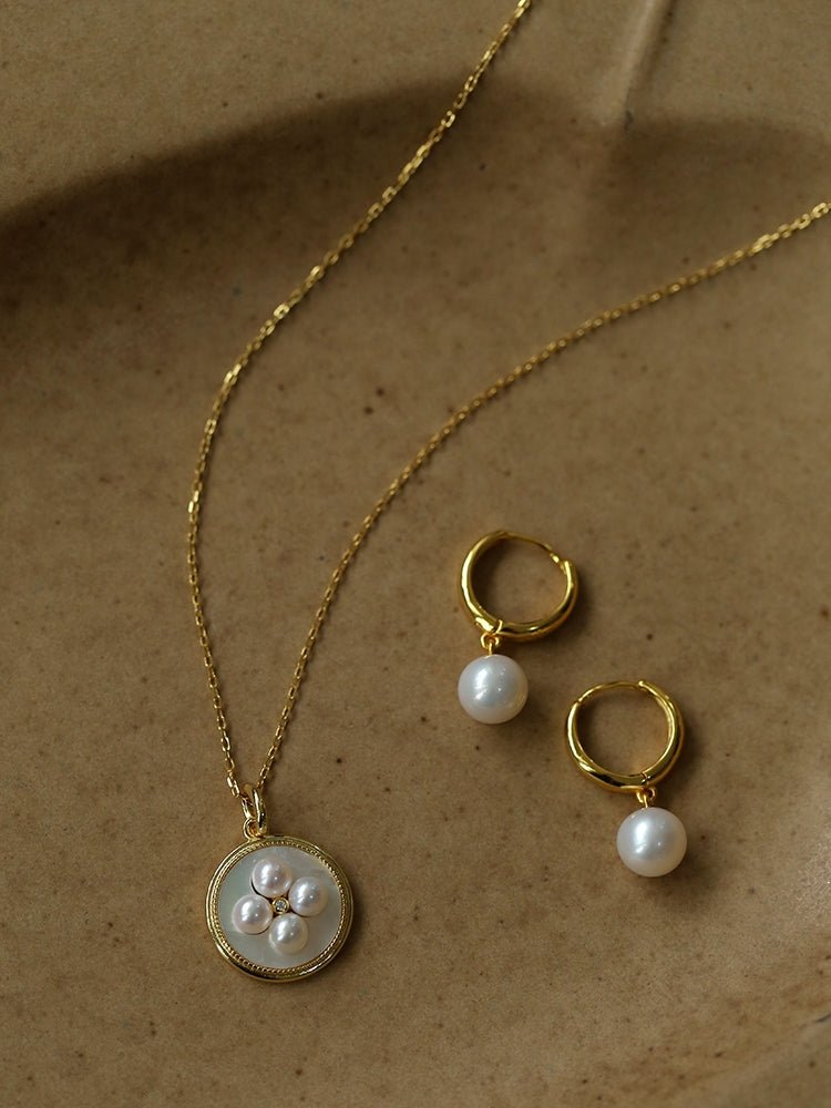 Minimalist Freshwater Pearl Drop Hoop Earrings - floysun