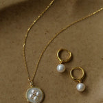 Minimalist Freshwater Pearl Drop Hoop Earrings - floysun