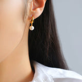 Minimalist Freshwater Pearl Drop Hoop Earrings - floysun