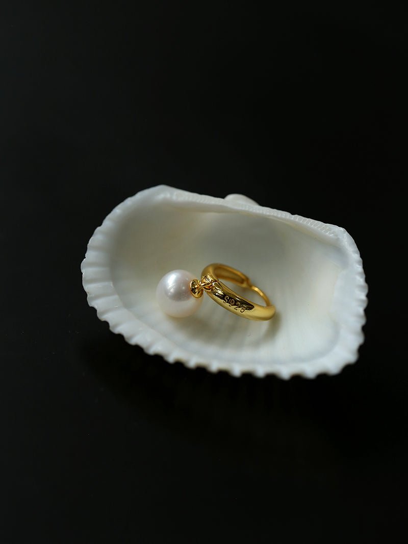 Minimalist Freshwater Pearl Drop Hoop Earrings - floysun