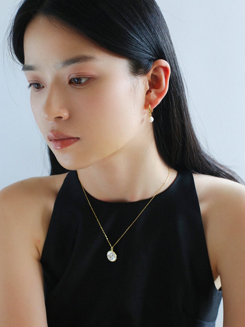 Minimalist Freshwater Pearl Drop Hoop Earrings - floysun