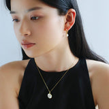 Minimalist Freshwater Pearl Drop Hoop Earrings - floysun