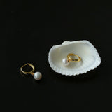 Minimalist Freshwater Pearl Drop Hoop Earrings - floysun