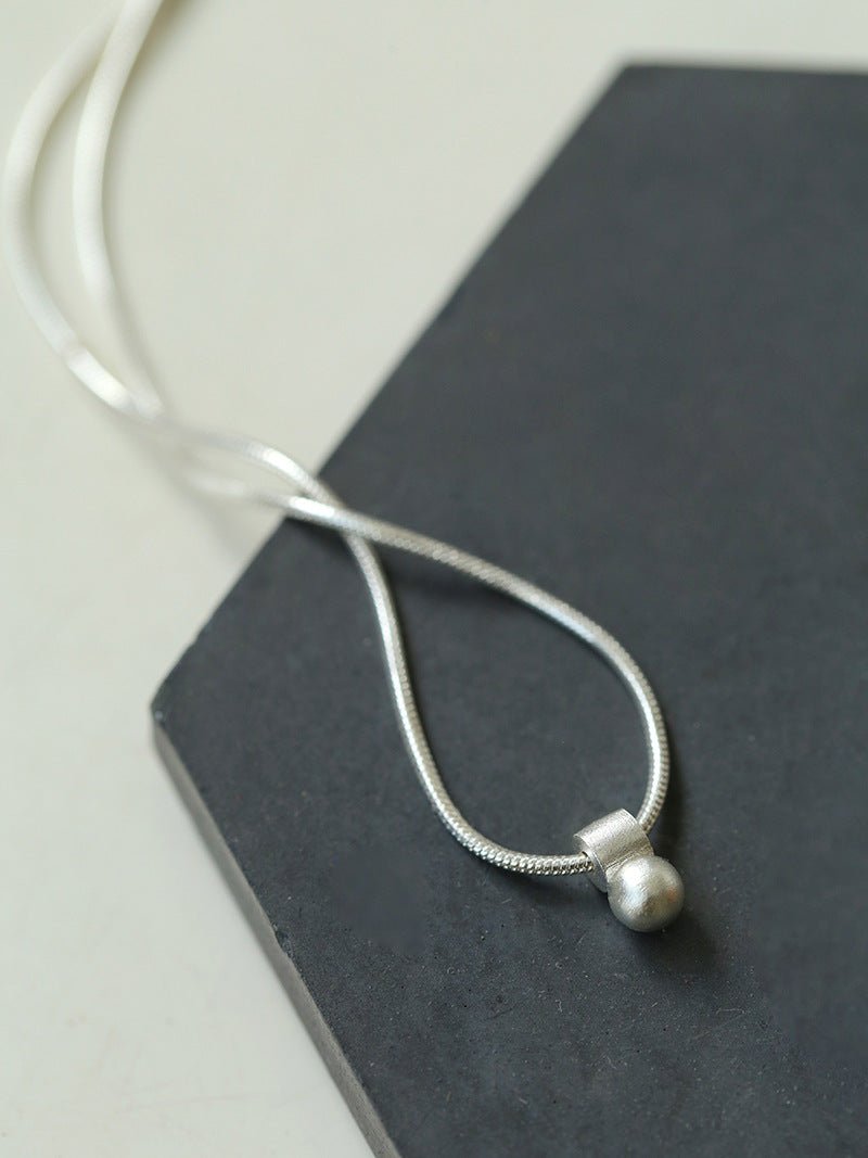 Minimalist Frosted Single Silver Ball Pendant Necklace - floysun