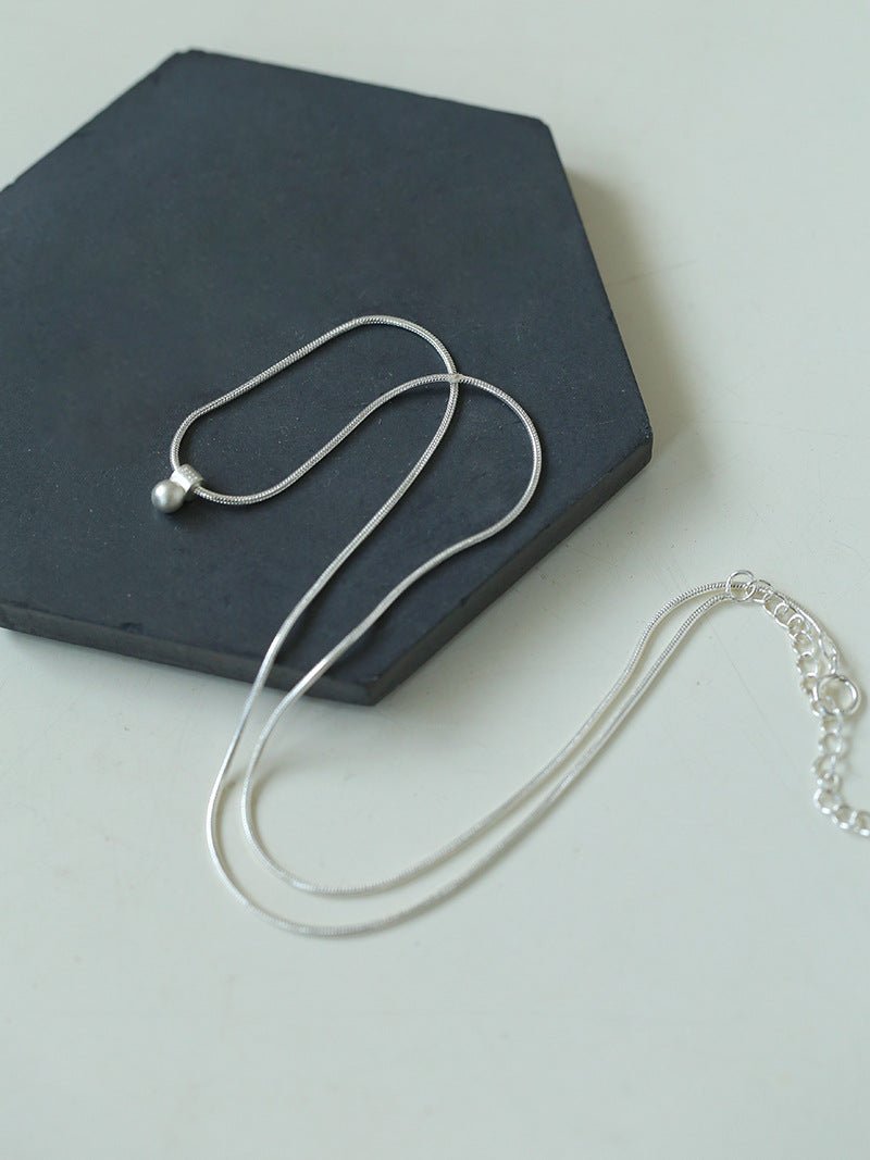 Minimalist Frosted Single Silver Ball Pendant Necklace - floysun