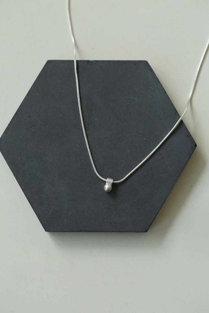 Minimalist Frosted Single Silver Ball Pendant Necklace - floysun
