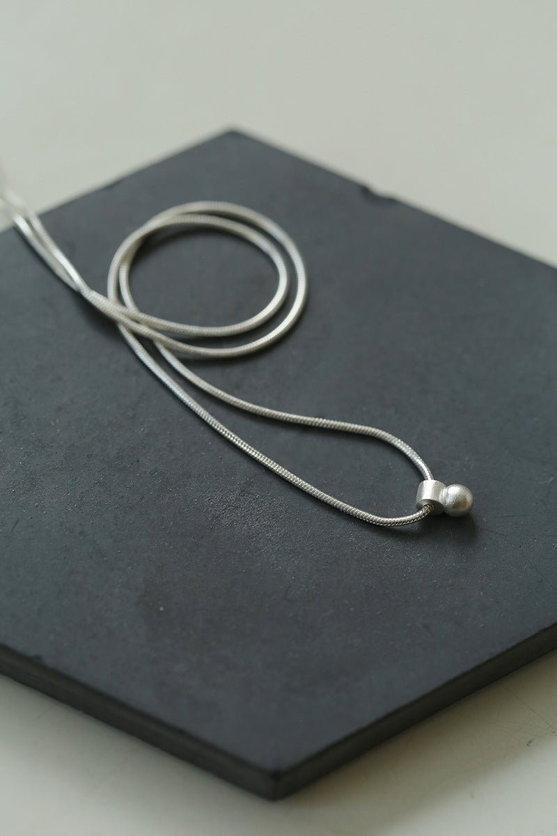 Minimalist Frosted Single Silver Ball Pendant Necklace - floysun