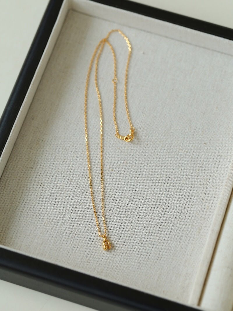 Minimalist Geometric Horseshoe Pendant Chian Necklace - floysun