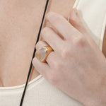 Minimalist Hill Silhouette Ring - Gold White Crystal - floysun