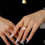 Minimalist Hill Silhouette Ring - Gold White Crystal - floysun