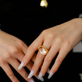 Minimalist Hill Silhouette Ring - Gold White Crystal - floysun