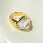 Minimalist Hill Silhouette Ring - Gold White Crystal - floysun