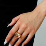 Minimalist Hill Silhouette Ring - Gold White Crystal - floysun